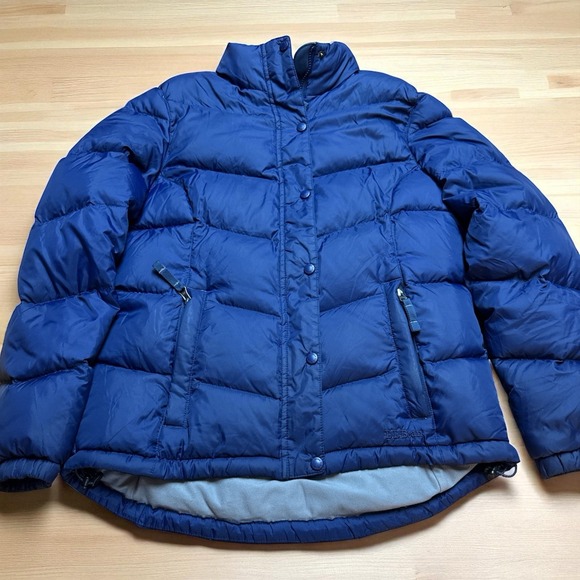 LL Bean Goose Down Nylon Puffer Jacket Coat Women Sz Medium Blue 276566 - Picture 1 of 10